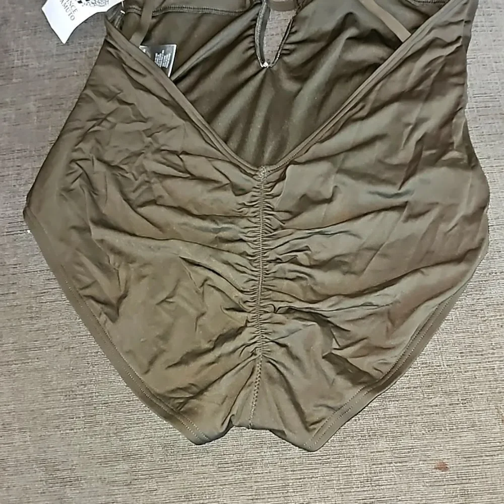 Vince Camuto Women's Riviera Plunge Cheeky One-Piece Swimsuit Swimsuit Size 14